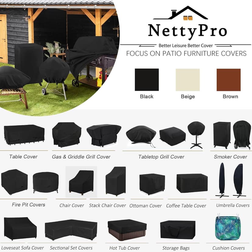 NettyPro Smoker Cover Heavy Duty Waterproof 30 Inch for Masterbuilt Cuisinart Dyna-Glo Charbroil Digital Electric Propane Vertical Smoker, Fade and UV Resistant, 19" W x 18" D x 33" H, Black