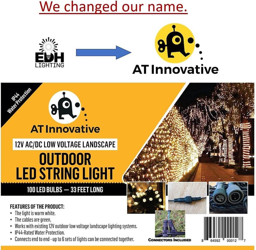33ft 100-LED Outdoor Waterproof Warm White String Lights - Works with Low Voltage Landscape Lighting Systems (12V) (Product is not Compatible with Standard Household Electricity @120V)