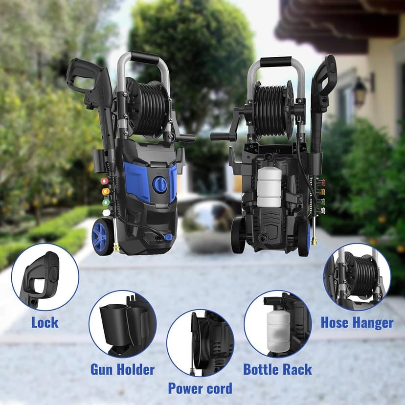 Electric Pressure Washer,4800PSI Max 3.0 GPM 20FT Hose,35FT Power Cord 4 Different Tips Foam Cannon Power Washer