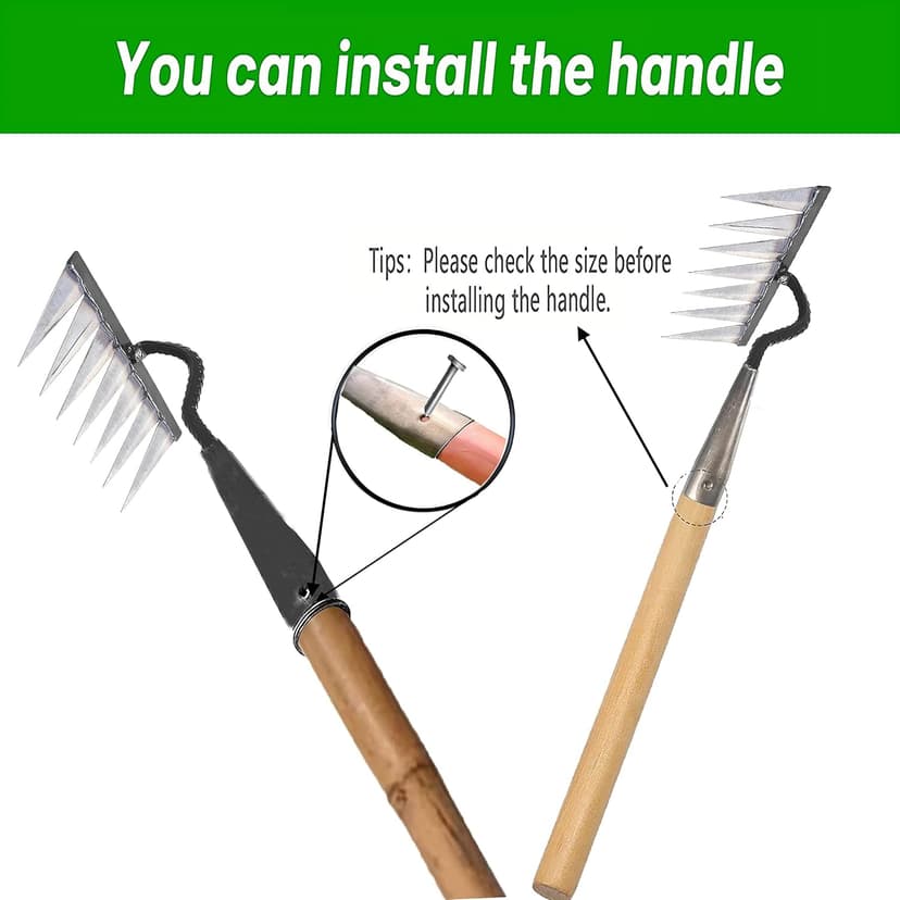 Garden Rake, Gardening Tools Heavy Duty Rake with 7 Metal Tines,Sharp Durable Garden Weeding Tools, All Steel Hardened Hoe Garden Hand Rake Tools for Backyard Lawn Loosening Planting Weeding (7 Tines)