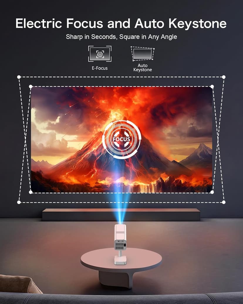 [Netflix-Licensed/Telescopic Stand] PANSEBA Smart Projector with WiFi and Bluetooth, Auto Keystone Mini Projector,4K Support Outdoor Movie Projector with Zoom, Home Theater Projector for Phone