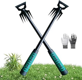 2PCS Weed Puller Tool, 16in Gardening Hand Weeder Tool, 2024 Upgrade Weeding Artifact Uprooting Weeding Tool, 6Teethes Dual Purpose Manual Weed Remover Tool Weed Pulling Tool for Garden