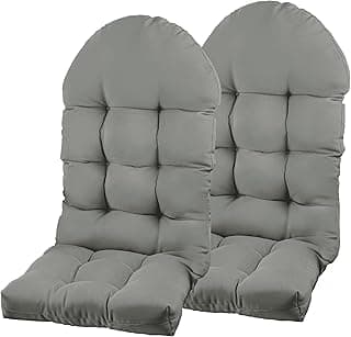 Adirondack Chair Cushion, Rocking Chair Cushion 44x19.4x4 inch, High Back Patio Cushions of Upper and Lower with Ties, Sunscreen and Fade-Resistant (Gray, 2)