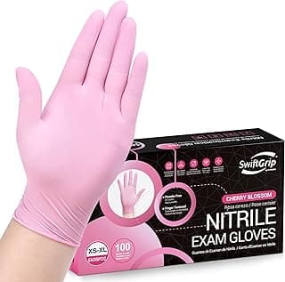 Pink Nitrile Gloves, 3-mil, Industrial Gloves Disposable Latex Free, for Cleaning & Esthetician, Rubber Powder-Free, 100-ct Box (Medium) Medium (Pack of 100)