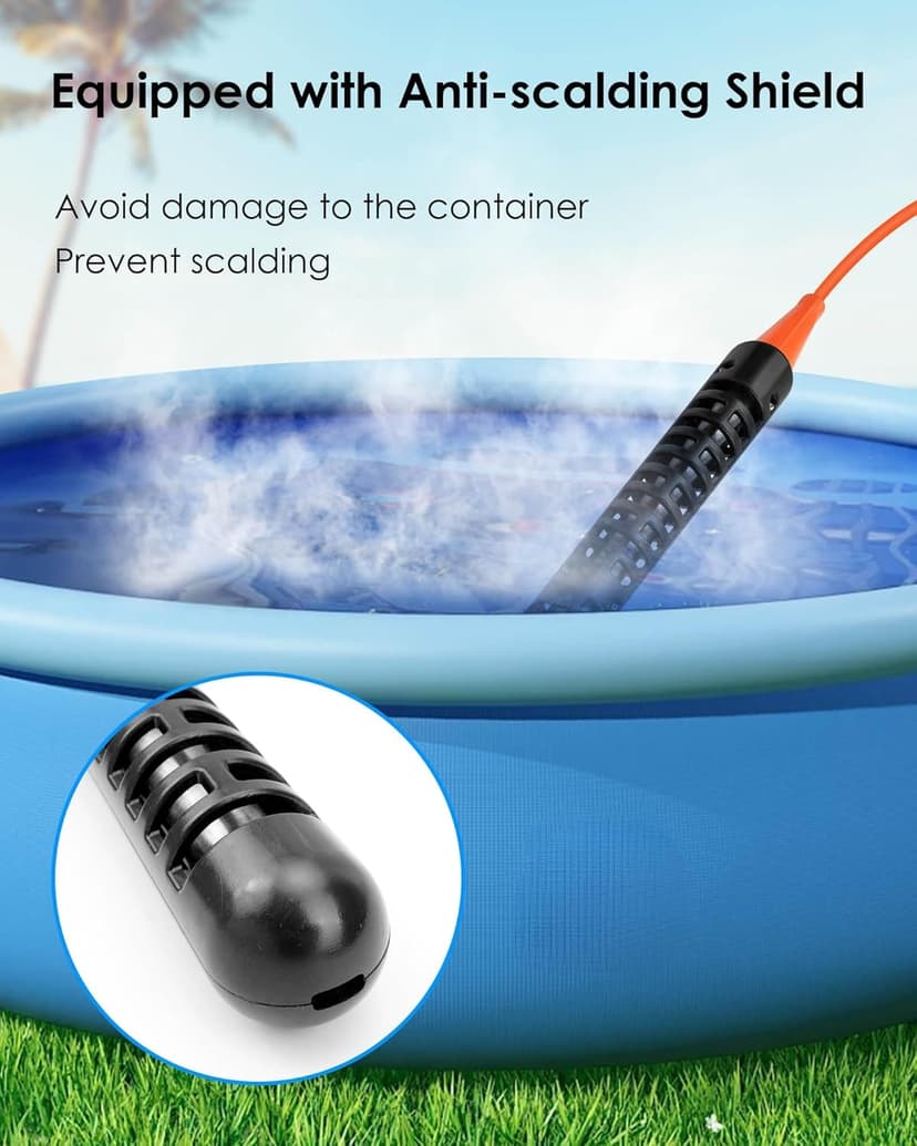 3000W 240V Titanium Water Heater Assembly for Bathtub Pool Water Tank, Submersible Hot Tub Heater, Portable Electric Heater, NEMA 6-15P Plug, Immersion Bathtub and Swimming Pool Water Heater
