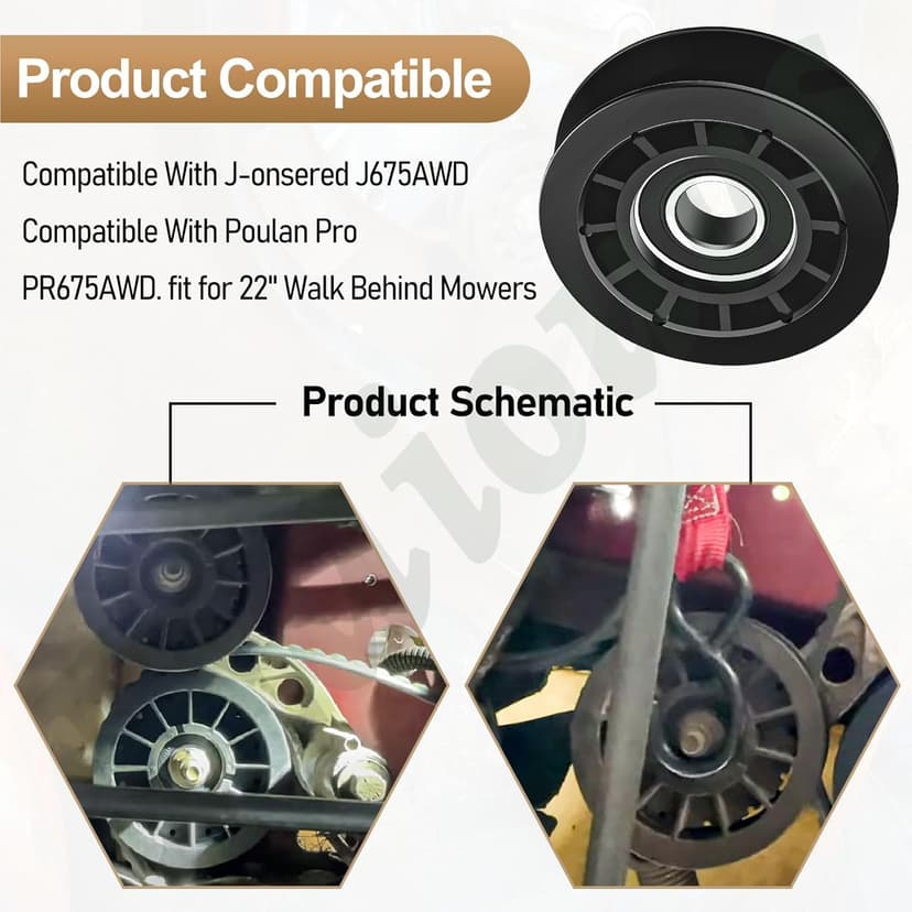 587973001 587969201 Idler Pulley Assembly Compatible With Husqvarna Craftsman Walk-Behind Lawn Mowers, for Lawn Mower Decks Idler Pulley HU725AWD/BBC, HU725AWDHQ, LC221RH Replaces Previous 581904001