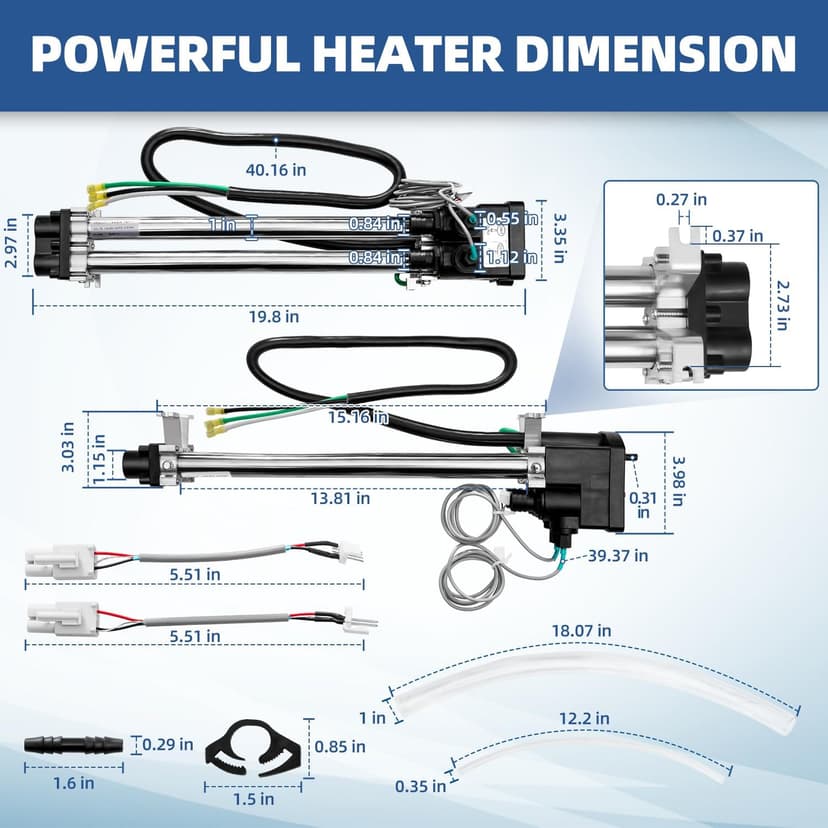 Hot Tub Heater 26-C3160-1S Suit for 1995+ Hot Spring Spa Heater Tiger River Watkins Spa Parts C3160-1 C3564-1 73790 7211 Titanium Heater Double-Pass 1.5kW/6kW 120V/240V 8.3A/16.6A