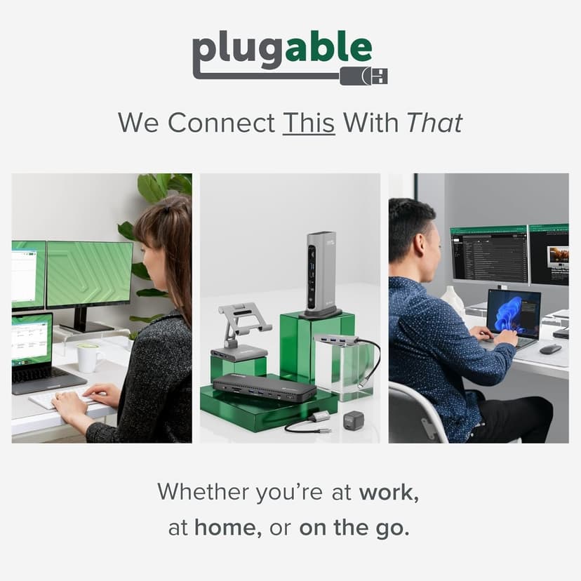 Plugable 13-in-1 USB C Docking Station 4K Triple Monitor with 100W Power Delivery | USB C Dock for Windows, Mac, ChromeOS, Thunderbolt | Driver Required | 3X HDMI and 3X DisplayPort (UD-ULTC4K)