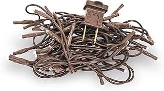 Teeny Lights 50Ct Brown - Warm Mini Bulbs with Brown Cord - Indoor/Outdoor Water-Resistant Farmhouse String Lights for Patio, Wedding, Home Decor, Rustic Christmas