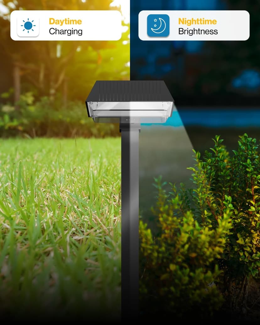 Sunco 6 Pack 2W Solar Sidewalk Dusk to Dawn Outdoor Backyard Walkway Garden Driveway Landscape Waterproof Patio Yard Lawn Super Bright Path Lights, 100 Lumens, 3CCT 3000K/5000K/7000K, Non-Dimmable