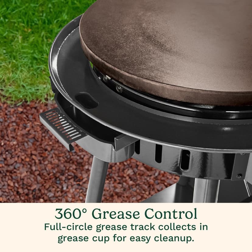 Cuisinart 360° Griddle Outdoor Cooking Center, 22” Round Flat Top Grill with Stainless Steel Vented Lid, Folding Prep Table, 30,000 BTU Burners, Grease Management, Gas Grill Perfect for BBQ, Cookouts