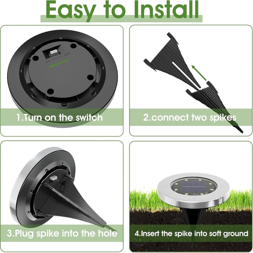 INCX Solar Lights for Outside,12 Pack Solar Lights Outdoor Waterproof, Solar Garden Lights Landscape Lighting for Patio Pathway Lawn Yard Deck Driveway Walkway, Cold White