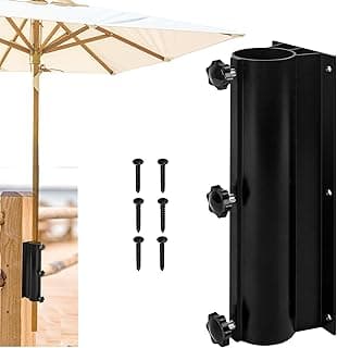 Patio Umbrella Mount Holder, Adjustable Deck Umbrella Mount Bracket, Black Aluminum Railing Mount