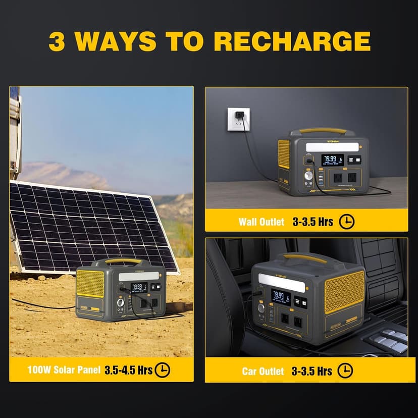 VTOMAN Jump 600X Portable Power Station, LFP Battery Powered Generator with 2x 600W AC Outlets (Surge 1200W), 4x USB ports, 3x DC Output for Outdoor Camping, Vehicle Emergency, Electric Backup