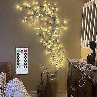 Enchanted Willow Vine Lights with Remote, Christmas Fall Decorations Indoor Room Decor, 8 Modes Artificial Plants Lighted Willow Vine Lights, Wall Decor for Room Decor, Wall Light