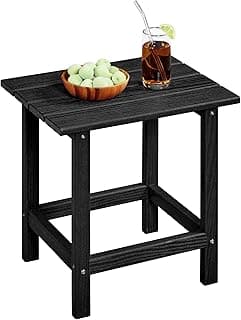 Yaheetech Adirondack Outdoor Side Table, HDPE Small Patio End Table, Pool Composite Patio Table, Balcony Modern Outside Tables for Garden, Pool, Beach, Porch, Deck, Indoor, Backyard Black/single layer