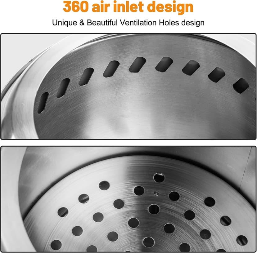 Table Top Firepit 6 Inch - Tabletop Fire Pit Camping Stove 304 Stainless Steel Pellet Patio Heater Portable Smokeless Fire Pit 6"x6.89" Silver