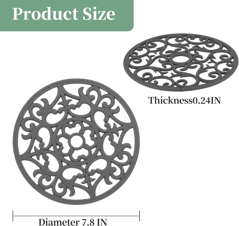Tirvets for Hot Dishes, Silicone Trivet Hot Pads for Kitchen, Silicone Trivets for Hot Pots and Pans, Trivets for Quartz Countertops, White Kitchen Silicone Trivet Mat for Tabletops Set of 6