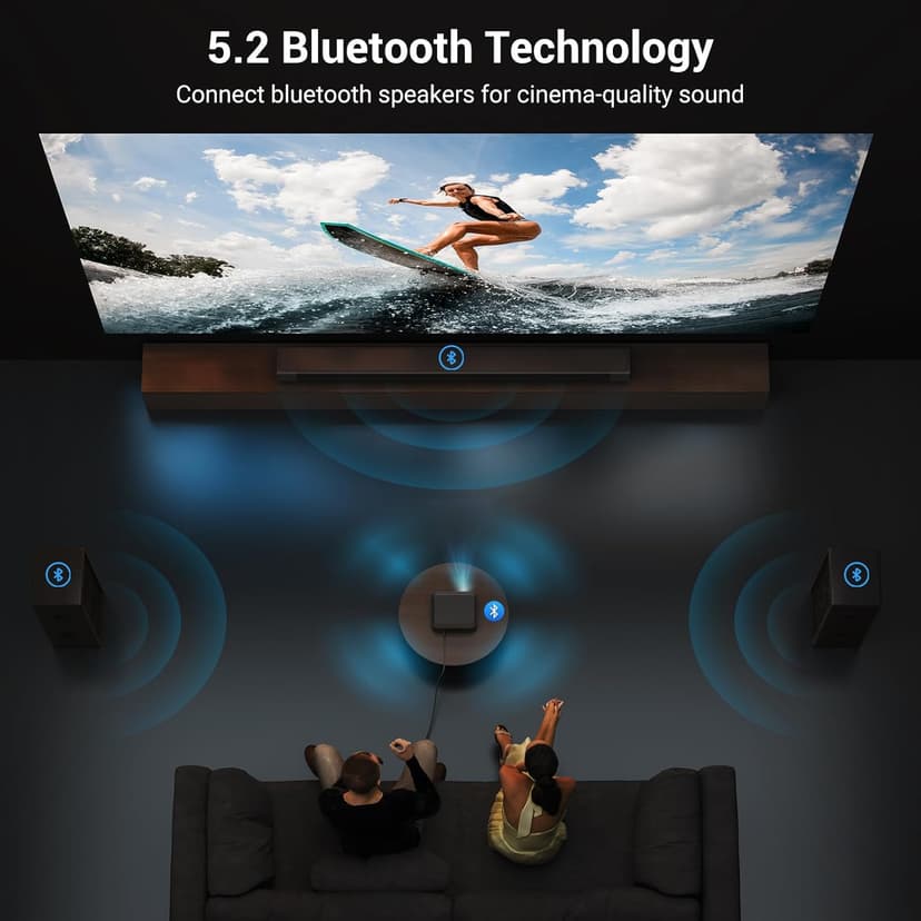 Official Licensed Netflix Smart Projector, HAPPRUN Projector 4K with Wifi and Bluetooth, DoIby Audio, Built-in Apps, Native 1080P 1000ANSI, Electric Focus, Portable Projector for Home Cinema, Bedroom