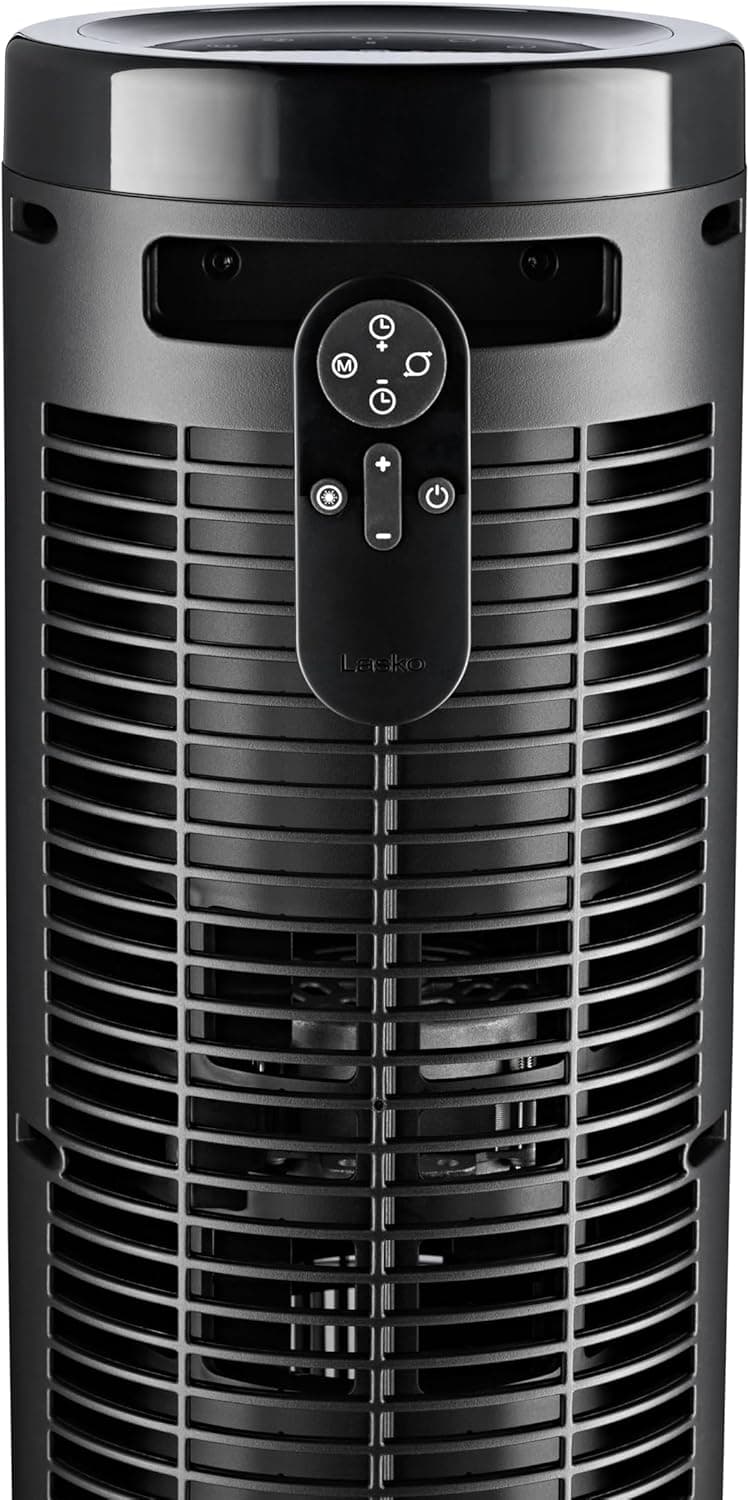 LASKO Elevation 42”-54” Adjustable Height Pedestal Tower Fans for Home, 31 ft/s Airflow, Quiet 28 dB on Low, 90° Oscillation, 12 Hour Timer, Remote Control, Black, EST100