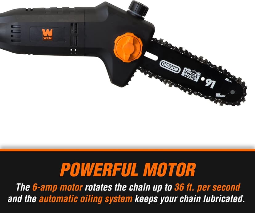 WEN 4019 6-Amp 8-Inch Electric Telescoping Pole Saw, Corded electric - Black&orange