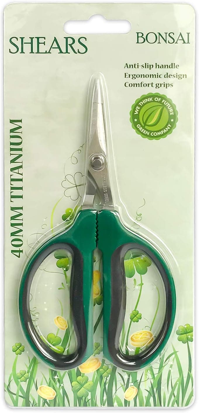 6-Inch Stainless Steel Garden Bonsai Pruning Shears with 40mm Straight Blade Pruners, Anti-Slip Softgrip Micro-Tip Snip