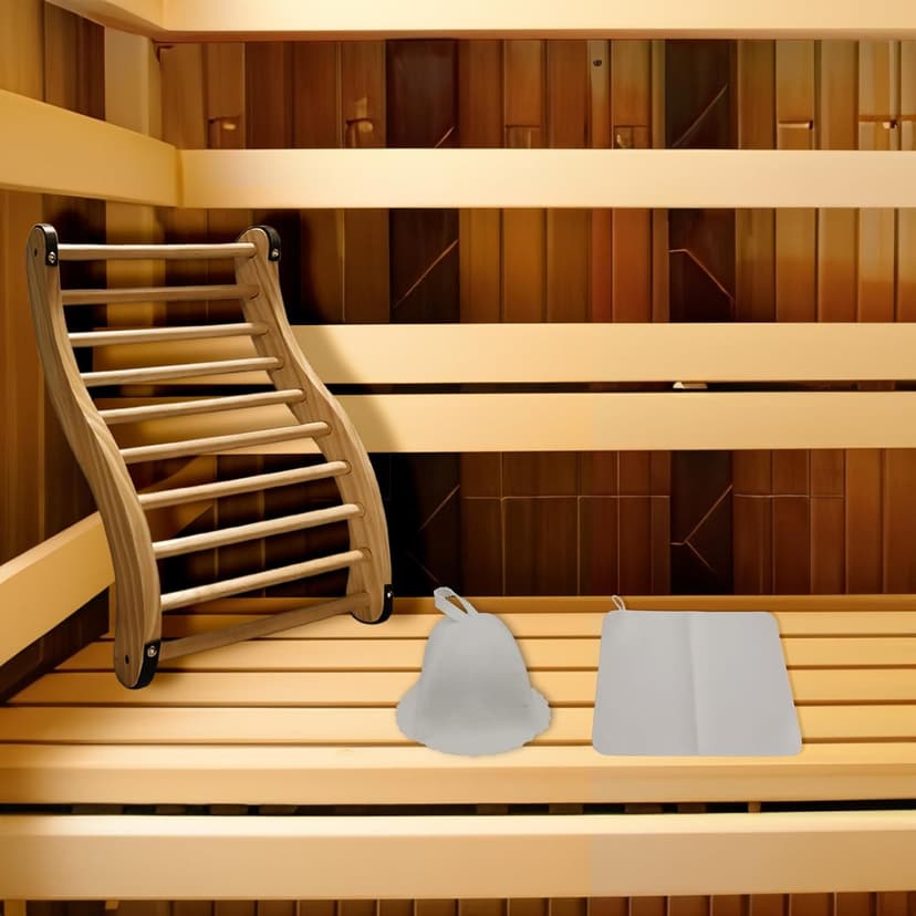 Red Cedar Sauna Backrest for Barrel or Infrared Sauna Slip-Resistant, Non-Toxic, Comfortable S-Shape Design - Cedar Sauna Accessories with Felt Sauna Hat and Seat Pad (1 Pack)