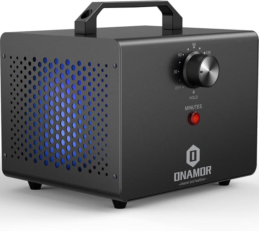 ONAMOR Ozone Generator 77000mg, Ozone Machine Ionizer O3 Deodorizer for Home, Basement, Smoke, and Pet Room (Eliminating Odors Area up to 4000 Square Feet, All Metallic Black)