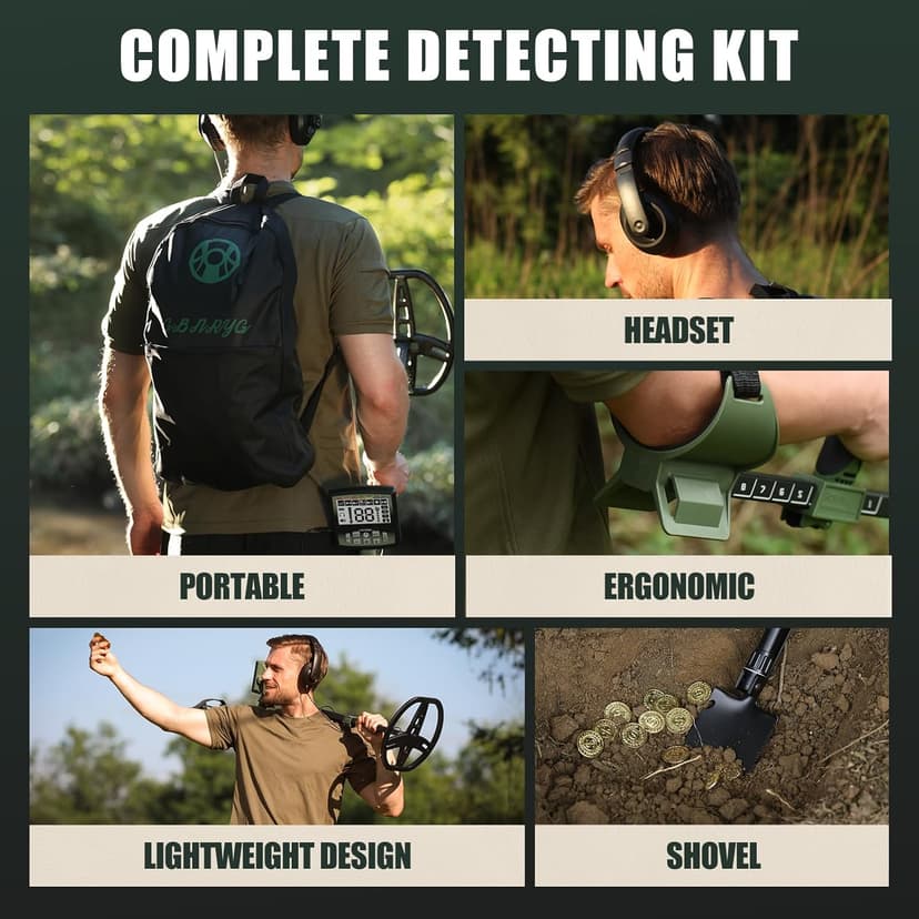 Professional Metal Detector for Adults,12" IP68 Waterproof Search Coil with LCD Backlight,5 Modes Gold Detector,Advanced DSP Chip&High Accuracy System for Beach/Gold Hunting
