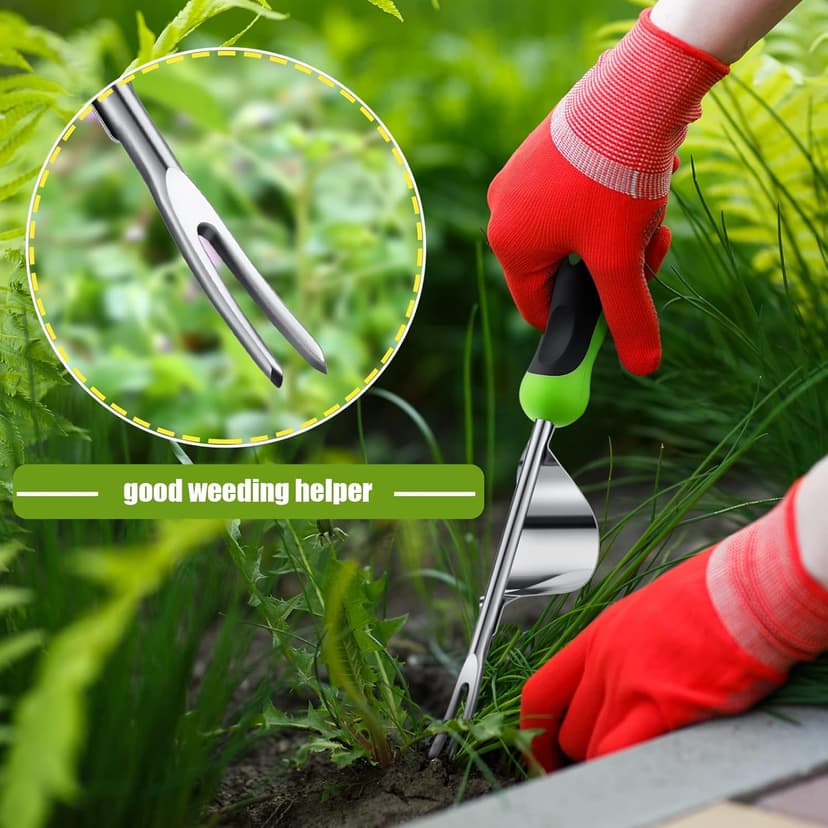 Hand Weeder Tool Garden Weeding Tool Gardening Weeder Tool with Ergonomic Handle, Stainless Steel Garden Lawn Farmland Transplant Gardening Plant Tool (Fulcrum, 2 Pieces)