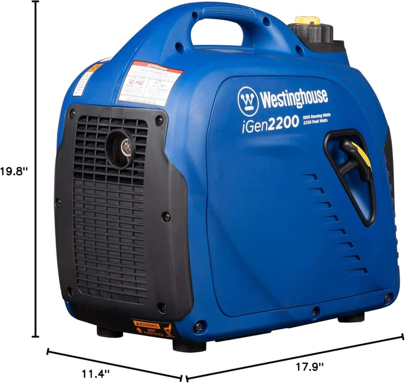 Westinghouse 2200 Peak Watt Super Quiet & Lightweight Portable Inverter Generator, Gas Powered, Parallel Capable, Long Run Time