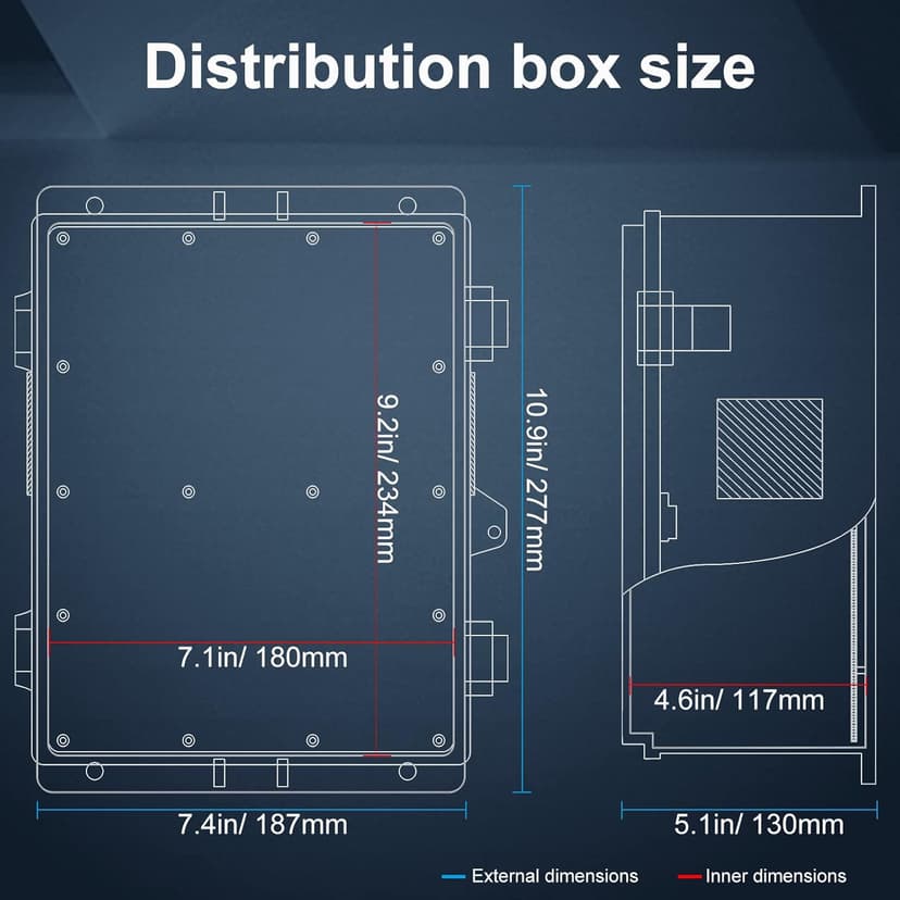 Outdoor Electrical Box with Thermostat and Fan, ABS Water Resistant Enclosure with Internal Mounting Panel & Hinged Cover, 18.1" H* 12.6" L* 6.3" W, Plug & Play.