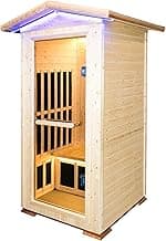 Outdoor Sauna Wooden Far Infrared Saunas Spa 1300W Low-EMF Dry Sauna Room for One Person Finland Spruce Wood,35.43 * 35.43 * 81.1Inch