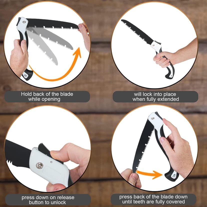 Folding Pruning Hand Saw 10 Inch Blades with SK5 Steel Blade for Tree Trimming, Camping, Gardening, Hunting, Cutting Wood, PVC, Bone with Ergonomic Handle Design