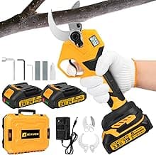 Electric Pruning Shears, 1.6" Upgraded Power Pruners Cordless with 2x2.0Ah Battery, LCD Screen Brushless Professional Gardening Tree Branch Cutter Scissors with 3 Pairs SK5 Blade & Whetstone