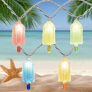 8.5Ft Popsicle String Lights, Plug in Outdoor Decoration String Lights with 10 LED Popsicle Lights, Summer Beach Themed Fairy String Light for Tent Party Bar Garden Bedroom
