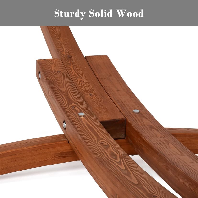 SUNCREAT Hammocks Double Hammock with 13.5 ft Wooden Stand Included, Outdoor Hammocks for Outside, 475 lbs Capacity, Blue