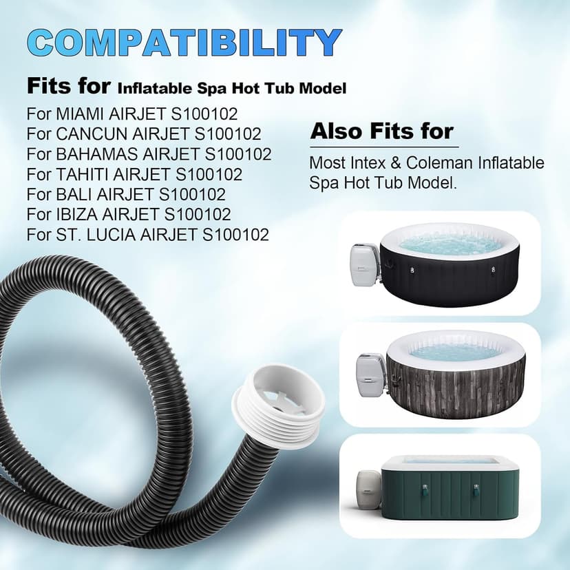 Lay Z Spa Hot Tub Air Inflate Inflation Hose Pipe Tube P6931 Fits for Coleman, Intex, & Best-way Portable Spa Pump, Massage Bath Tub Replacement Parts
