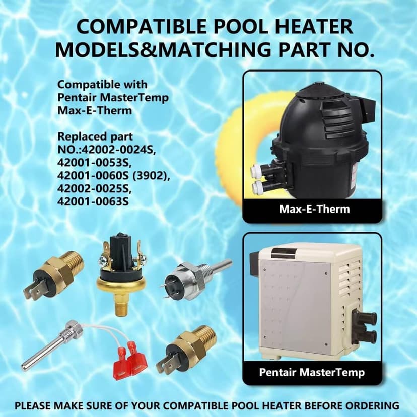 Pool Heater Repair Kit 42002-0024S 42001-0063S 42001-0053S Heater Thermistor 42001-0060S 42002-0025S Replacement for Pentair Sta Rite MasterTemp &Max-E-Thermistors Pool Spa Hearter Repair Kit
