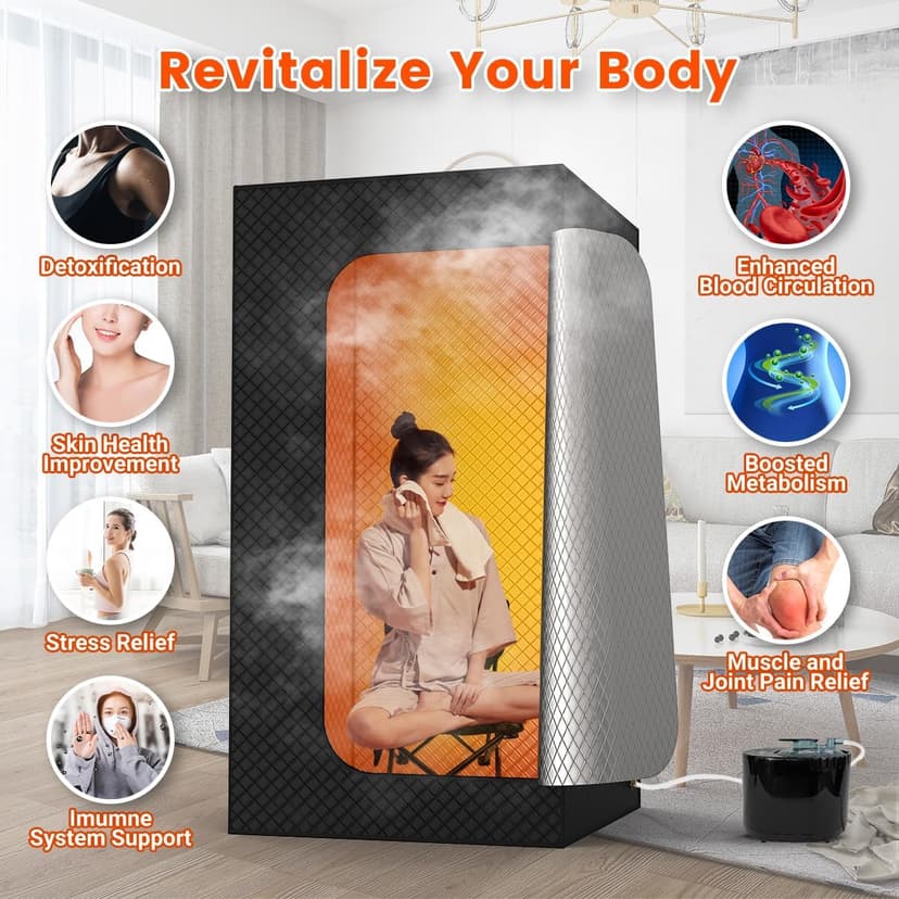 Sauna Box, Portable Sauna for Home, Large Sauna Tent with 3.0L Steamer for Full Body SPA, Easy Assembly Quick Heat-Up Sauna Experience