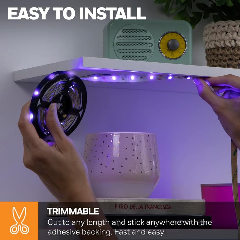 Honeywell 16.4ft Indoor LED Strip Light - Color Changing RGB, Motion Activated with Remote Control - for Bedroom, Kitchen, Dorm, Game Room, Cabinets, Etc - Wall Plug 12 Volt No Battery