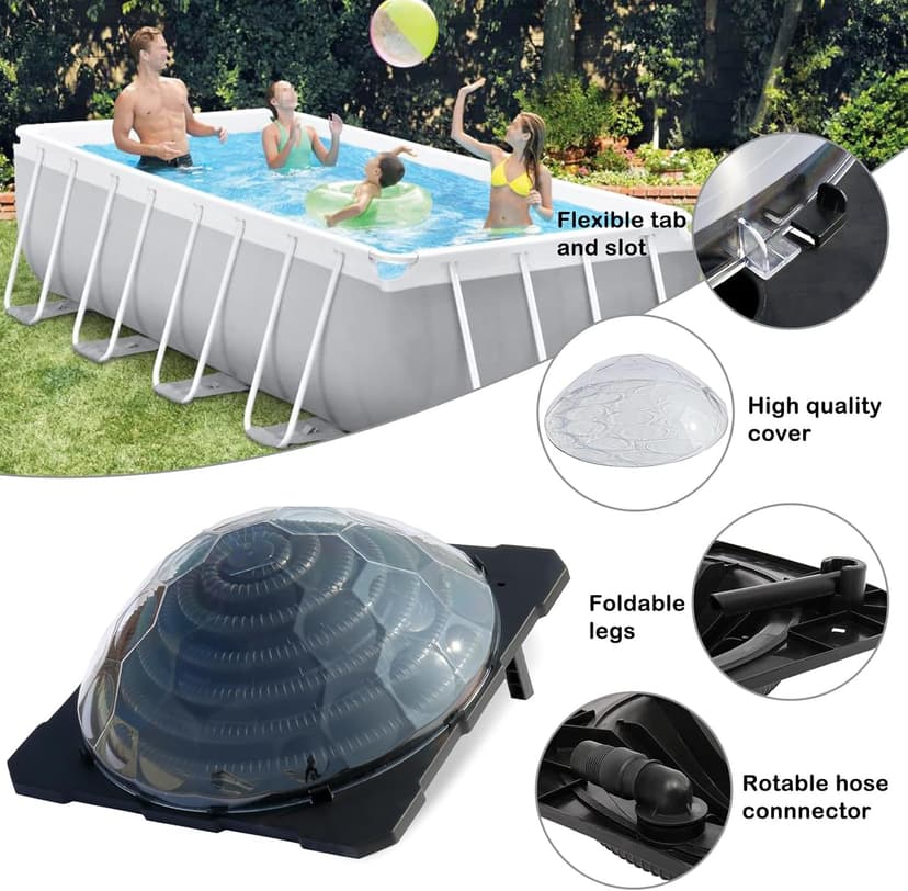 VINGLI Solar Pool Heater Above Ground Domed Solar Powered Swimming Pool Heater Contour Pool Heating Coil (1 Pack)