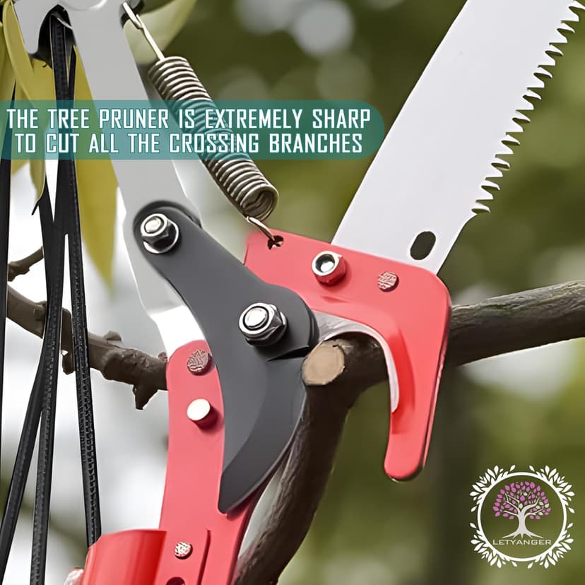 Pole Saws for Tree Trimming, 7.3-27 ft Extendable Tree Trimmers Long Handle Pruner, Sharp Steel Blade and Scissors High Branches Trimming, Tree Pruner, Tree Saw