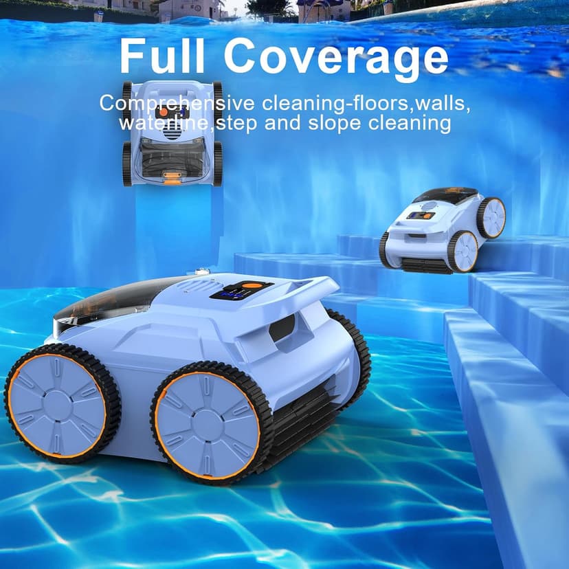 (2025 New) Robotic Pool Vacuum, Robotic Pool Cleaner for Inground Pools, Smart Navigation, Floor/Wall/Waterline Cleaning, 180 Mins Runtime for Pool Up to 2100 Sq.ft