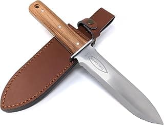 Classic Hori Hori Garden Knife with Extra Sharp Blade, Thickest Leather Sheath - in Gift Box