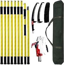 30 FT Manual Pole Saw for Tree Trimming, Extendable Tree Pruner with Sharp Steel Blade and Scissors for High Branches, Sturdy Design Ideal for Pruning Palms and Shrubs