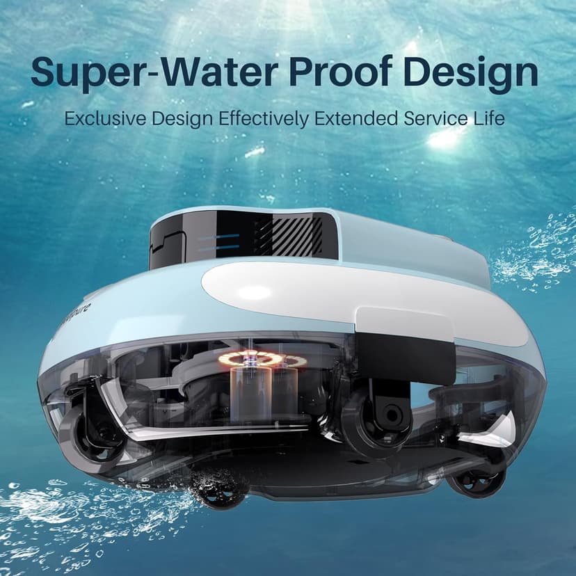 PoolPure Aquaguard SE II Cordless Robotic Pool Cleaner with 5000mah Big Battery, Extend Service Life. Ideal Pool Vacuum Robot for Above-Ground Pool (Blue)