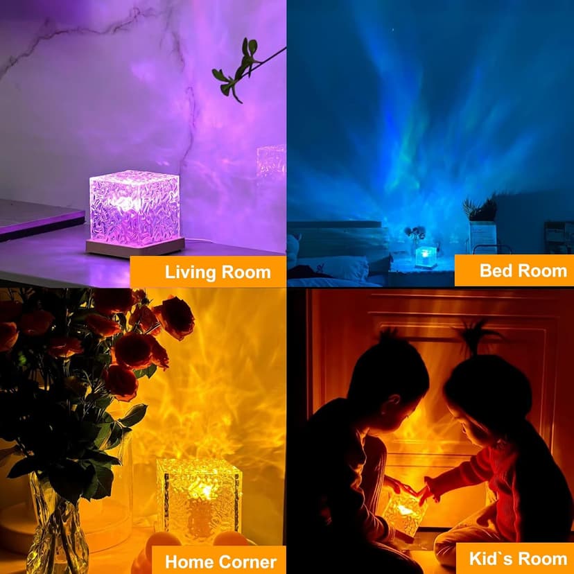 Northern Lights Projector Rechargeable,Lava Lamp Ambient Lighting Mood Lighting Ocean Wave Projector with 16 Colors and Dynamic Ripple Effect for Living Room Bedroom Decor - Cordless