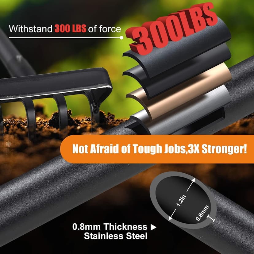 Garden Hoe Tool - Heavy Duty 2 in 1 Hula Scuffle Hoes with Cultivator Tiller for Weeding Grass,Loosening Soil,Sharp Blade,36-60” Long Handle,Push Pull Action Hoe with Scraper Rake for Gardening