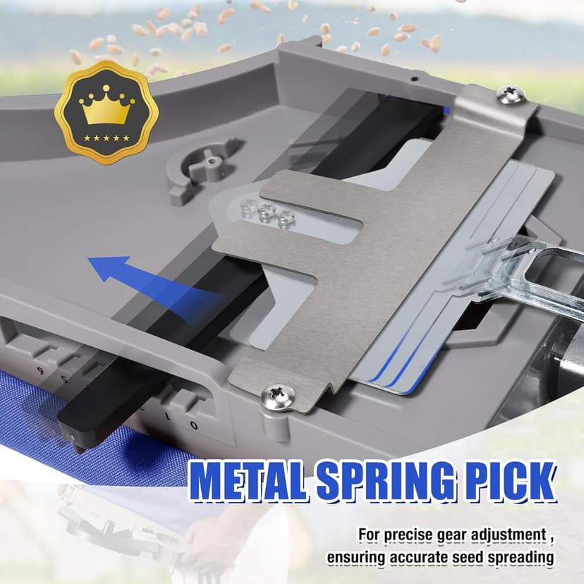 Zipcase 25lb Bag Seed Spreader with Waterproof Bag, Rare Baffle and Accurate Gears, Handheld Grass Seed Spreaders for Lawns, Blue
